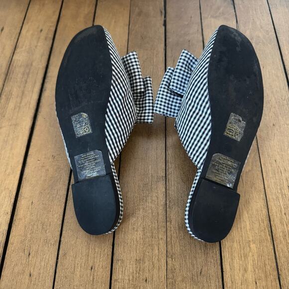 Jeffrey Campbell Black and White Gingham Plaid Bow Mules Slides 6.5 - Picture 10 of 11